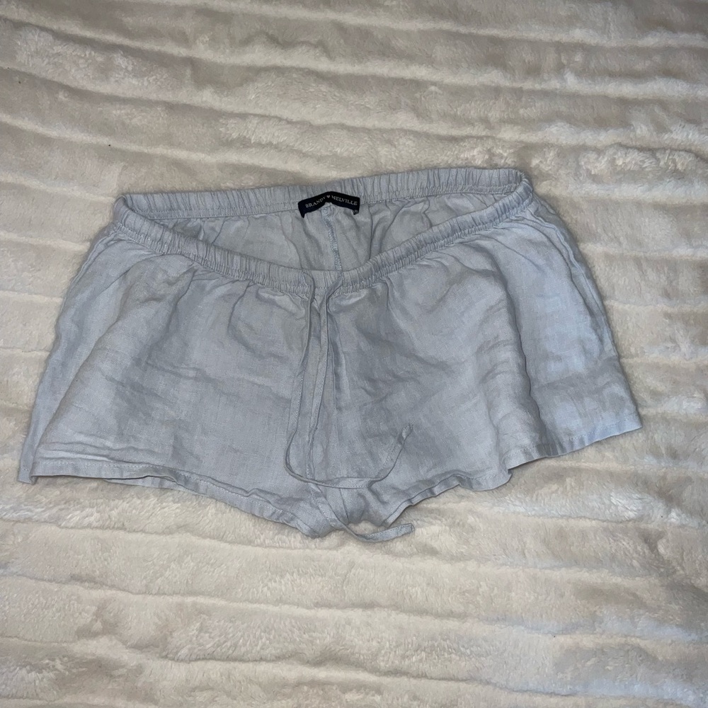 Brandy Melville Light Gray Linen-Blend Athletic Shorts